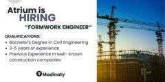 فرصة عمل: مهندس فورم وورك في شركة أتريوم للمقاولات – موقع مدينتي