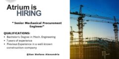 مطلوب Senior Mechanical Procurement Engineer – شركة Atrium بالإسكندرية